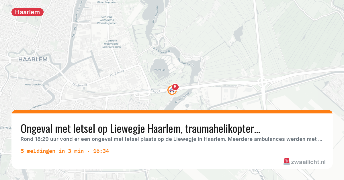 Kaart van de activiteitspiek bij Haarlem