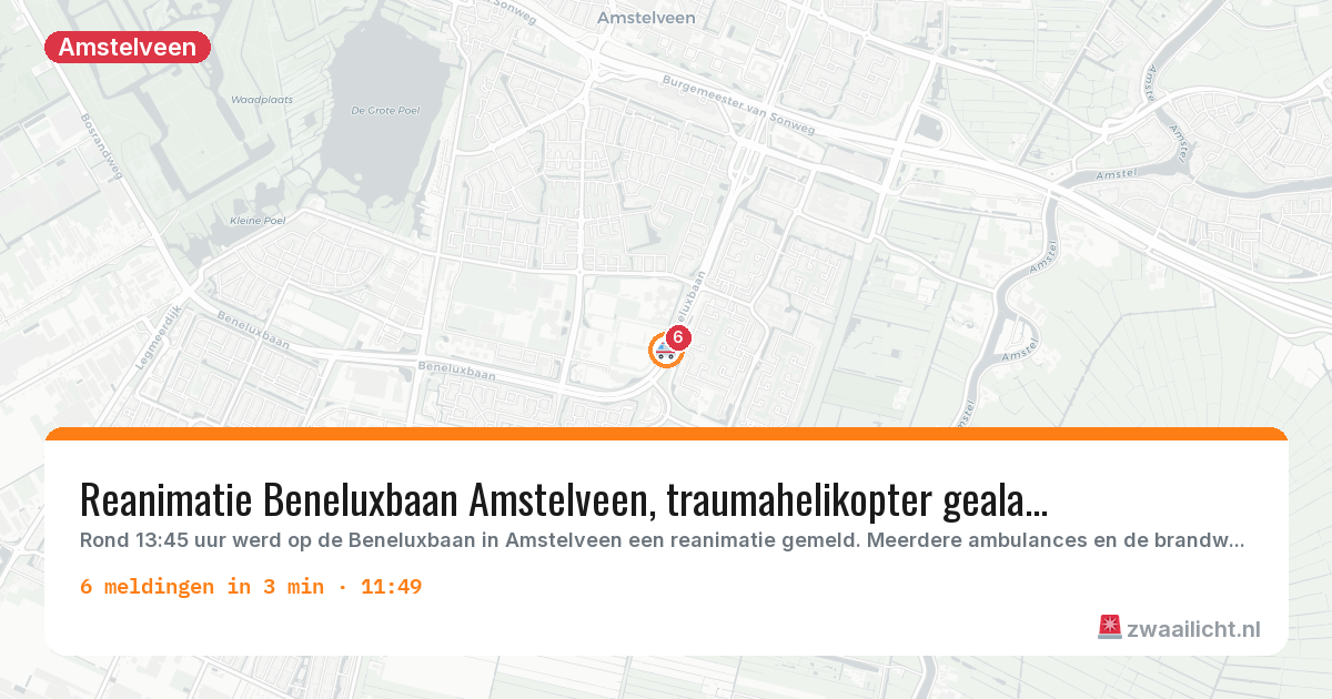 Kaart van de activiteitspiek bij Amstelveen