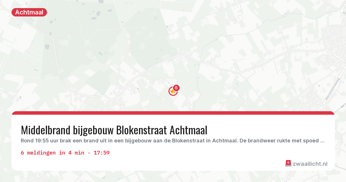 Kaart van de activiteitspiek bij Achtmaal