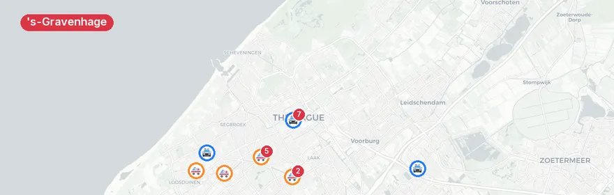 Kaart van Verkeersongeval A12 Prins Clausplein, Den Haag