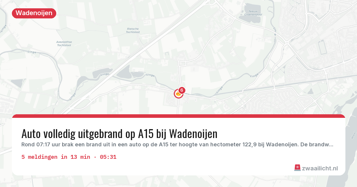 Kaart van de activiteitspiek bij Wadenoijen