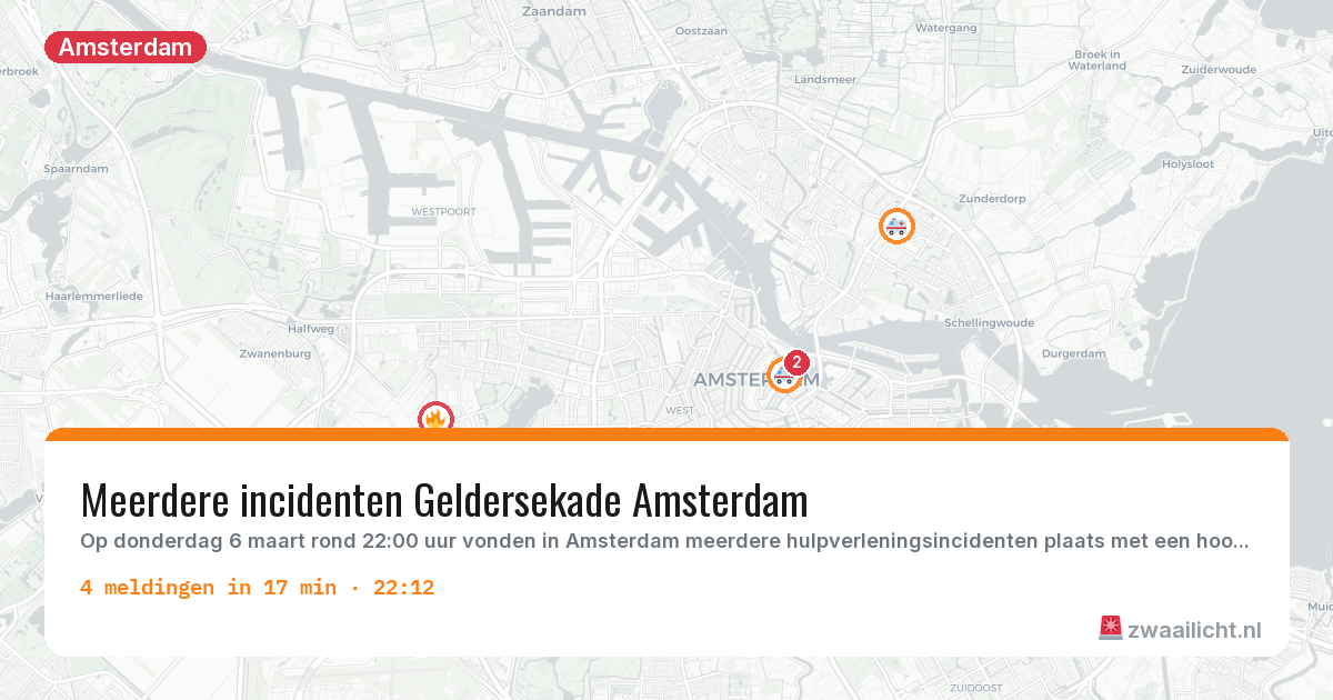 Kaart van de activiteitspiek bij Amsterdam
