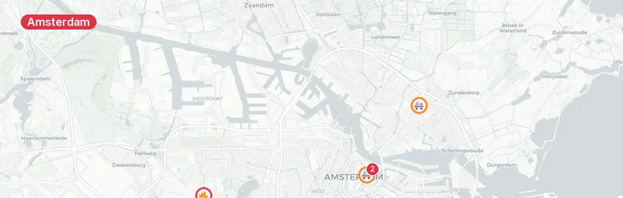 Kaart van Meerdere incidenten Geldersekade Amsterdam