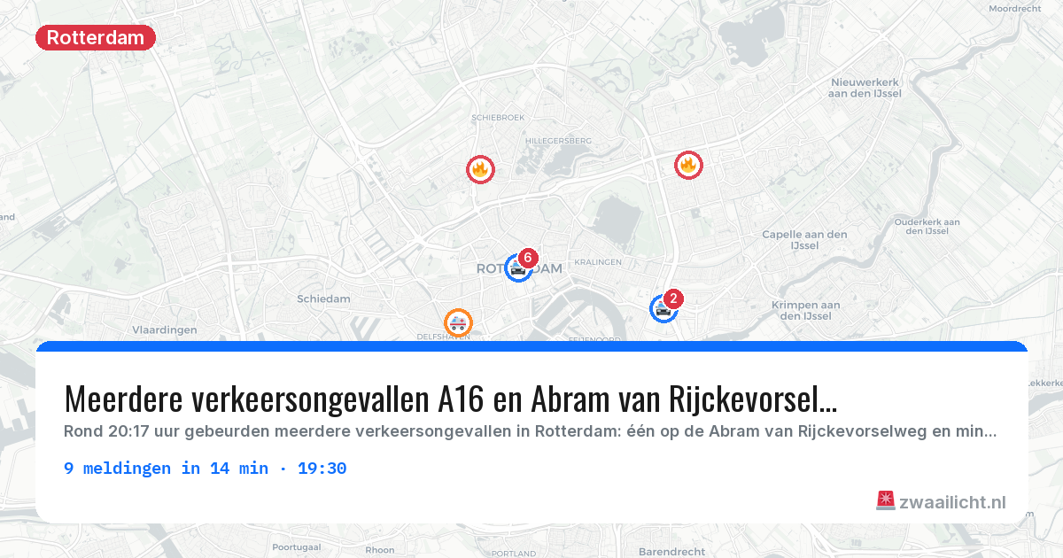 Kaart van de activiteitspiek bij Rotterdam