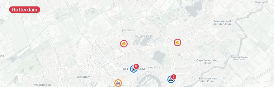 Kaart van Meerdere verkeersongevallen A16 en Abram van Rijckevorsel...