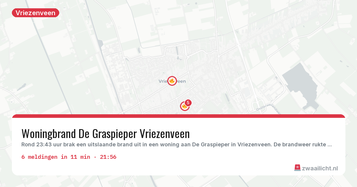Kaart van de activiteitspiek bij Vriezenveen