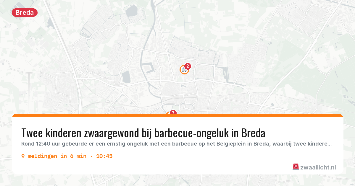 Kaart van de activiteitspiek bij Breda