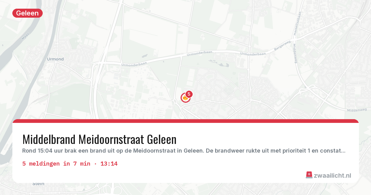 Kaart van de activiteitspiek bij Geleen