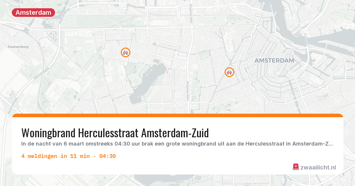 Kaart van de activiteitspiek bij Amsterdam