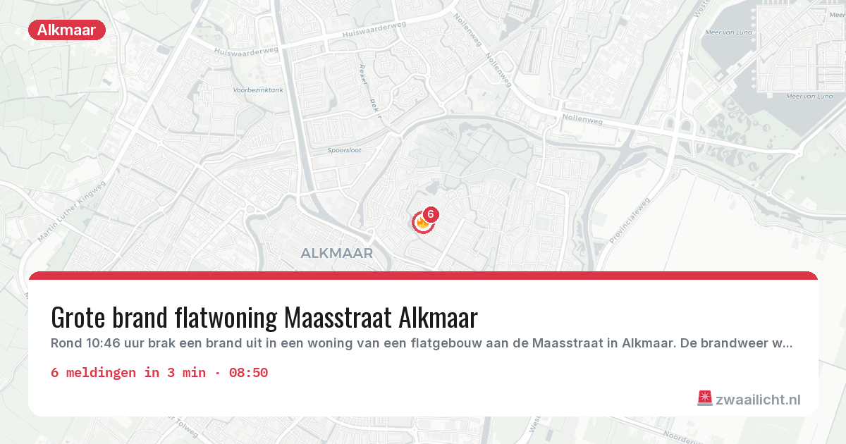 Kaart van de activiteitspiek bij Alkmaar