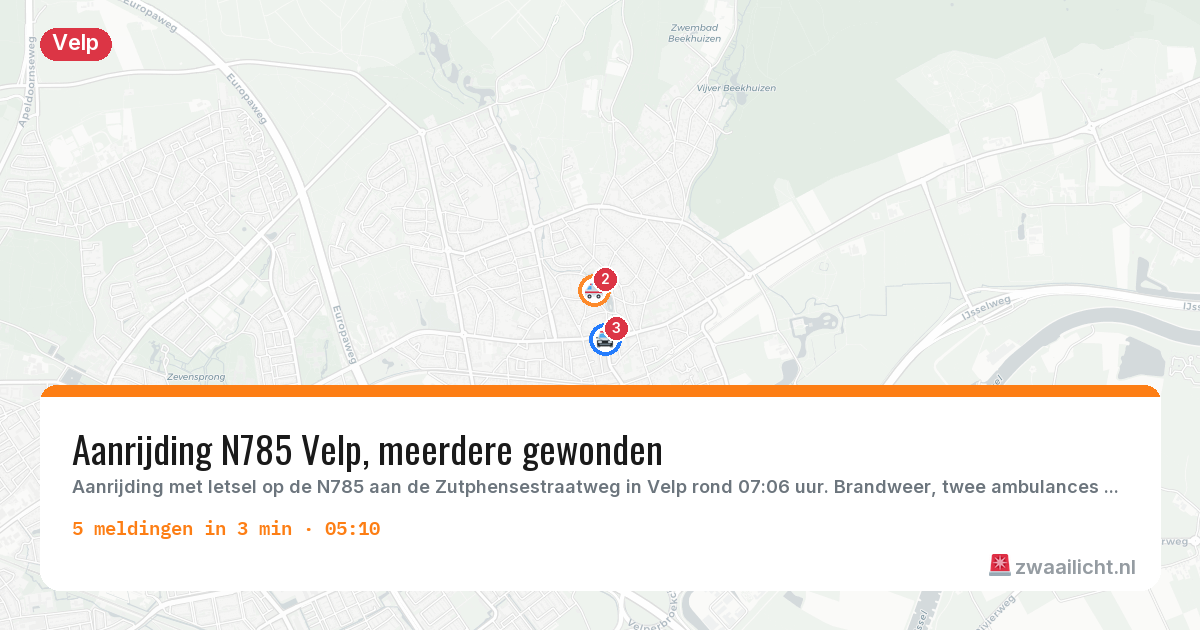 Kaart van de activiteitspiek bij Velp