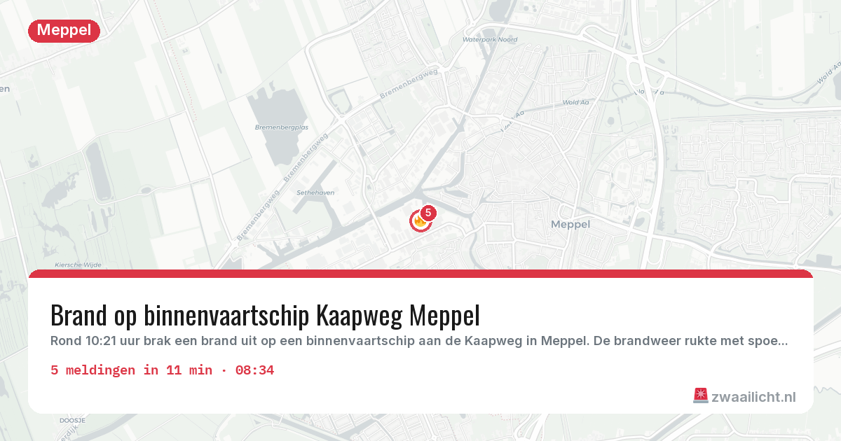 Kaart van de activiteitspiek bij Meppel