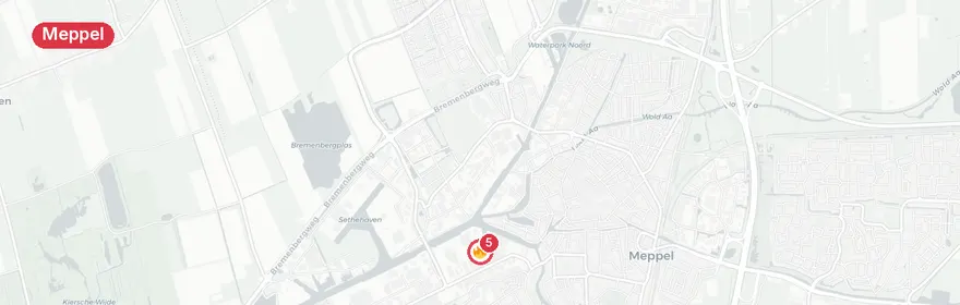 Kaart van Brand op binnenvaartschip Kaapweg Meppel