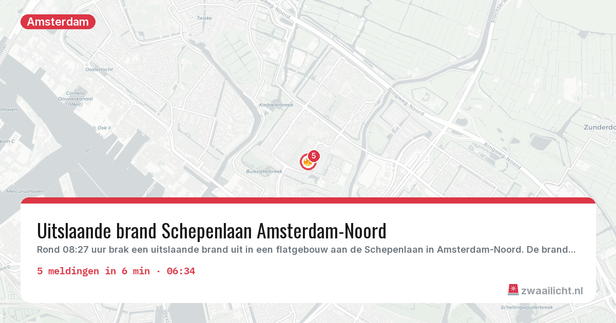 Kaart van de activiteitspiek bij Amsterdam