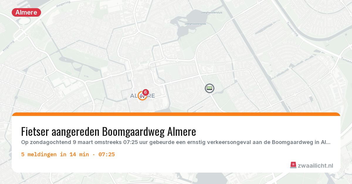 Kaart van de activiteitspiek bij Almere