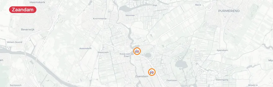 Kaart van Brand distributiecentrum Albert Heijn Zaandam