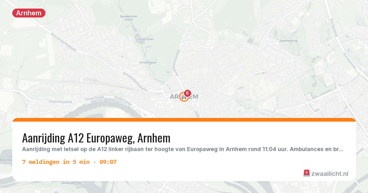 Kaart van de activiteitspiek bij Arnhem