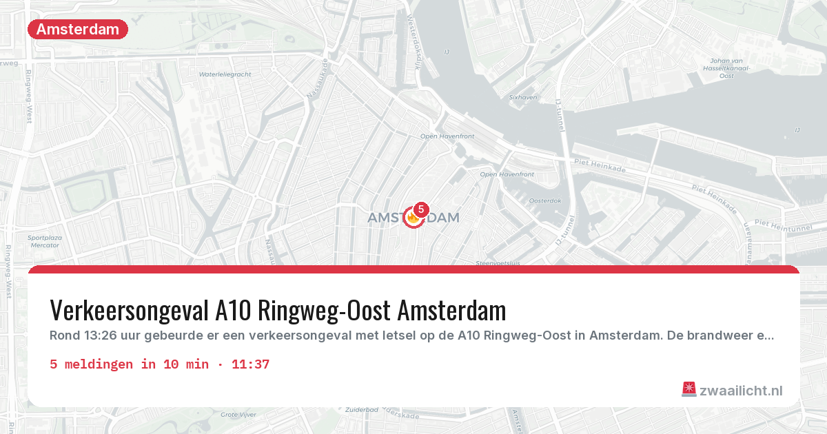 Kaart van de activiteitspiek bij Amsterdam