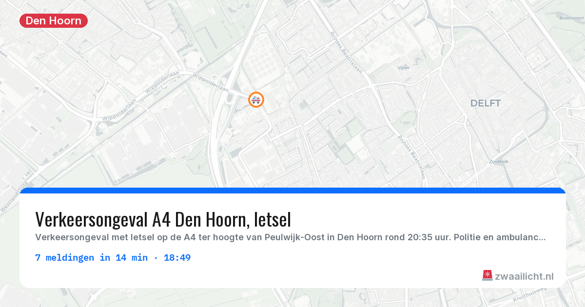 Kaart van de activiteitspiek bij Den Hoorn