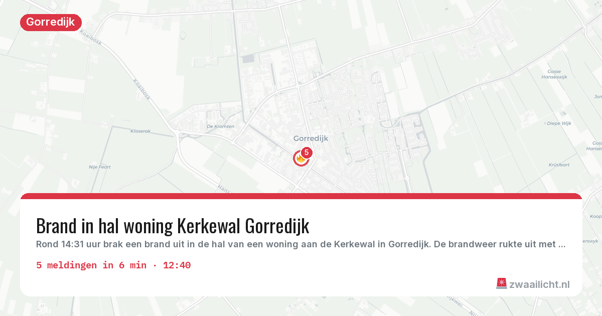 Kaart van de activiteitspiek bij Gorredijk