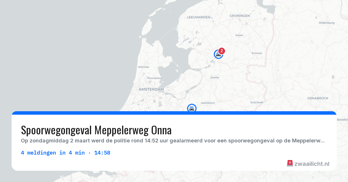 Kaart van de activiteitspiek bij Politie