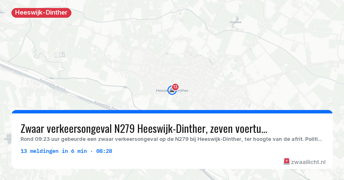 Kaart van de activiteitspiek bij Heeswijk-Dinther