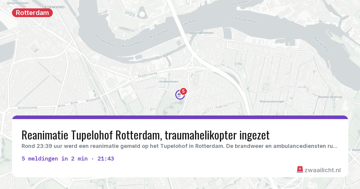 Kaart van de activiteitspiek bij Rotterdam
