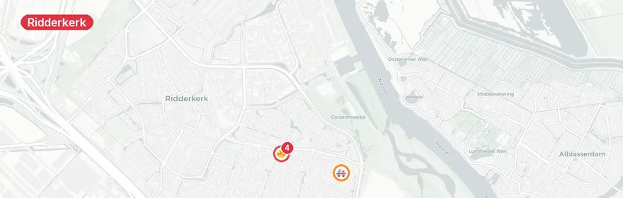 Kaart van Twee reanimaties in korte tijd in Ridderkerk
