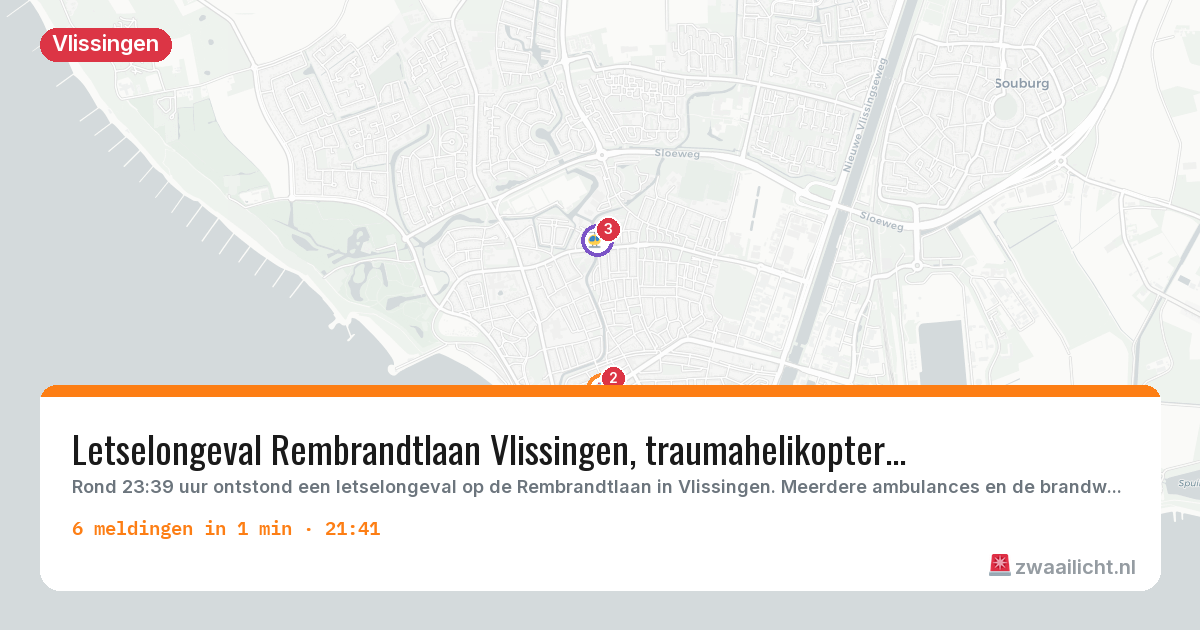 Kaart van de activiteitspiek bij Vlissingen