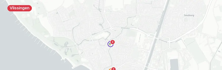 Kaart van Letselongeval Rembrandtlaan Vlissingen, traumahelikopter...