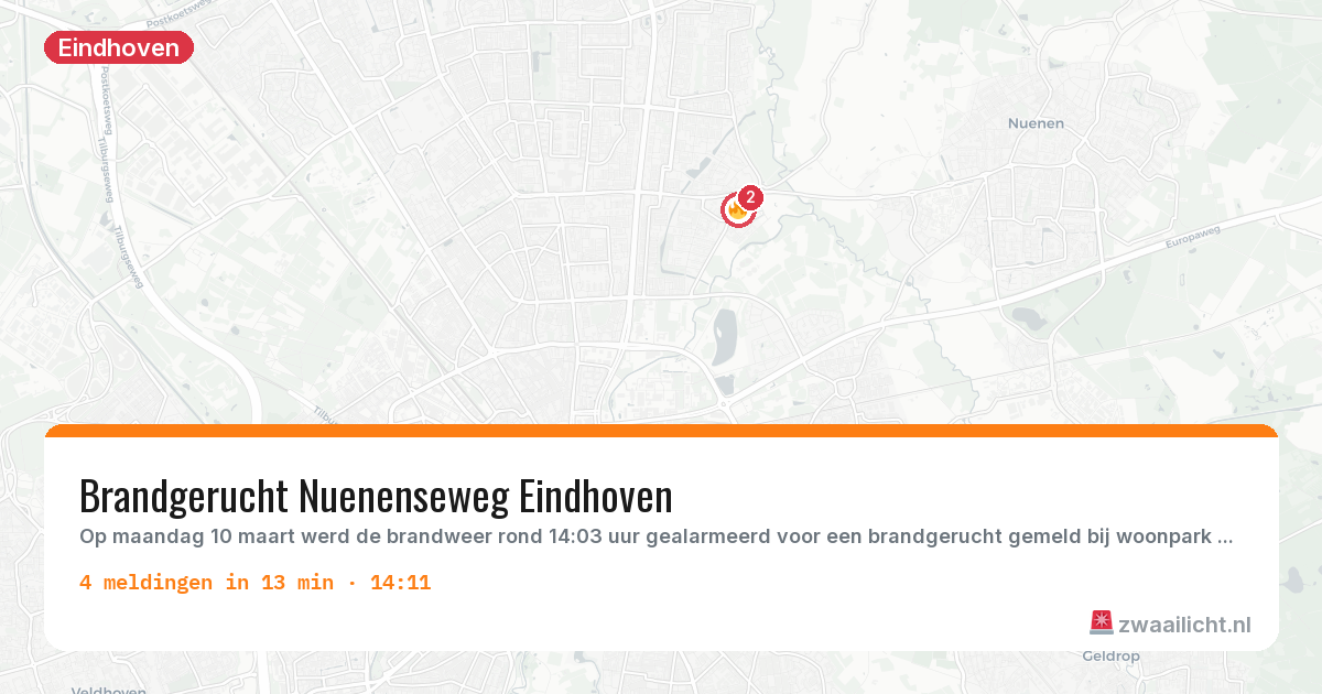 Kaart van de activiteitspiek bij Eindhoven