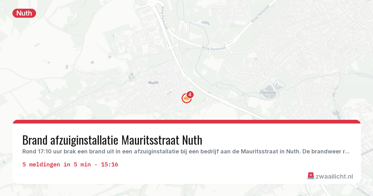 Kaart van de activiteitspiek bij Nuth