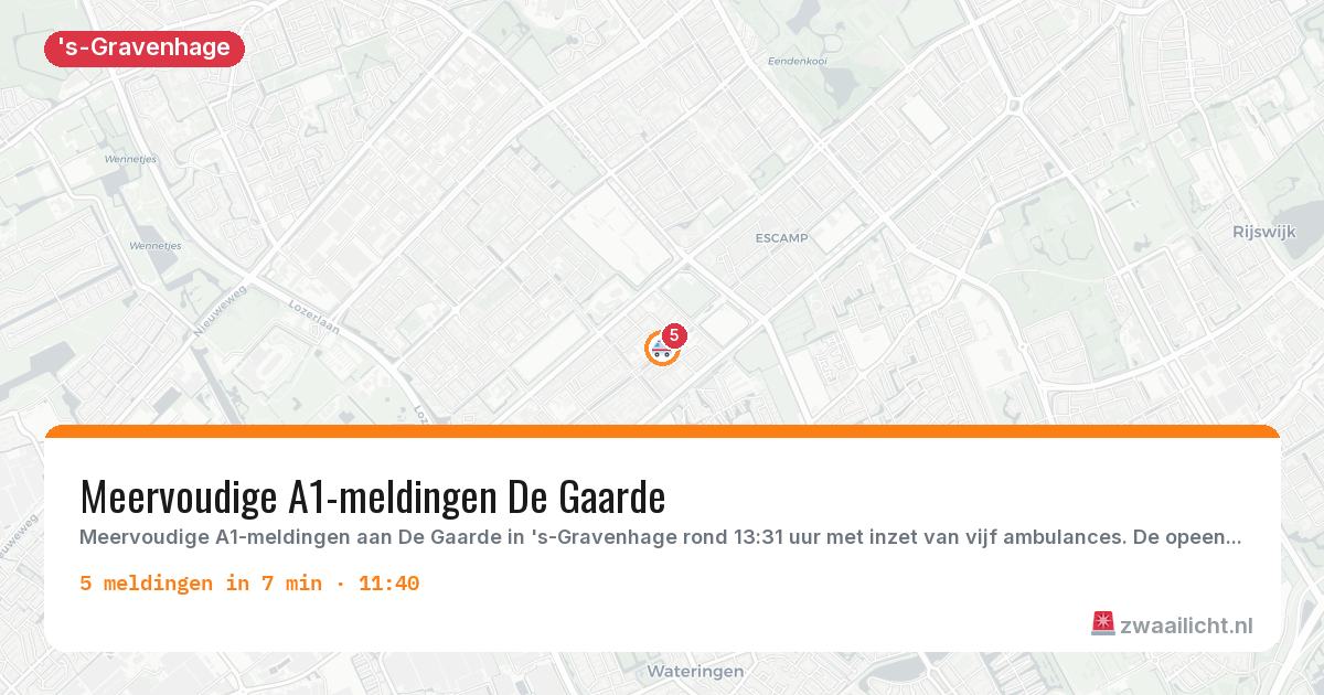 Kaart van de activiteitspiek bij 's-Gravenhage