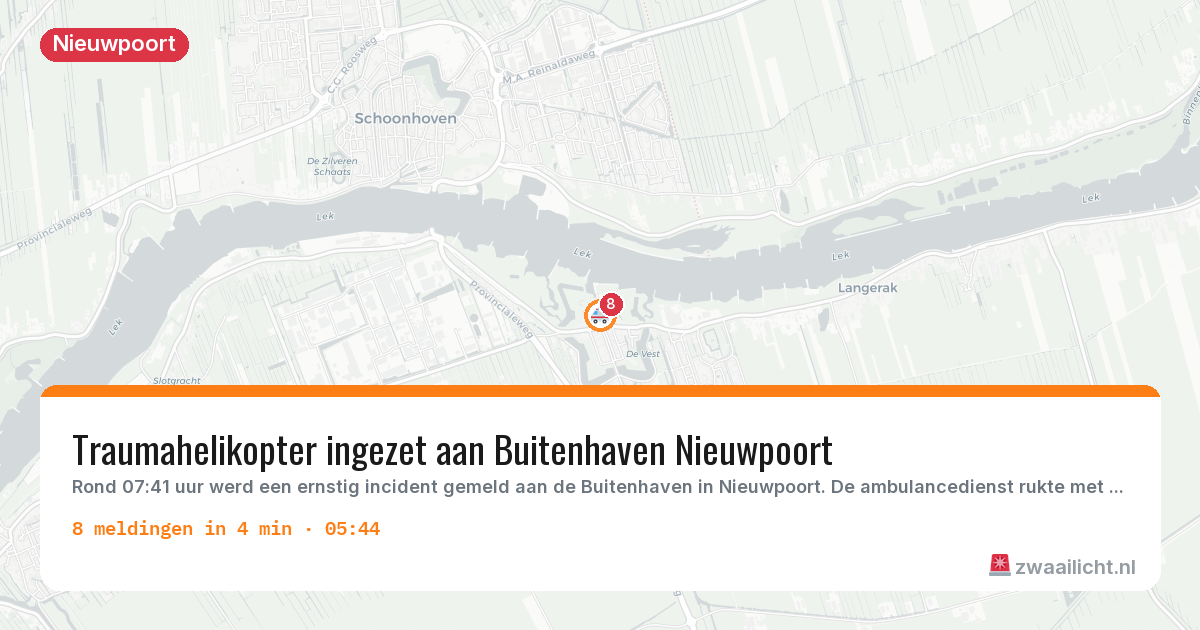Kaart van de activiteitspiek bij Nieuwpoort