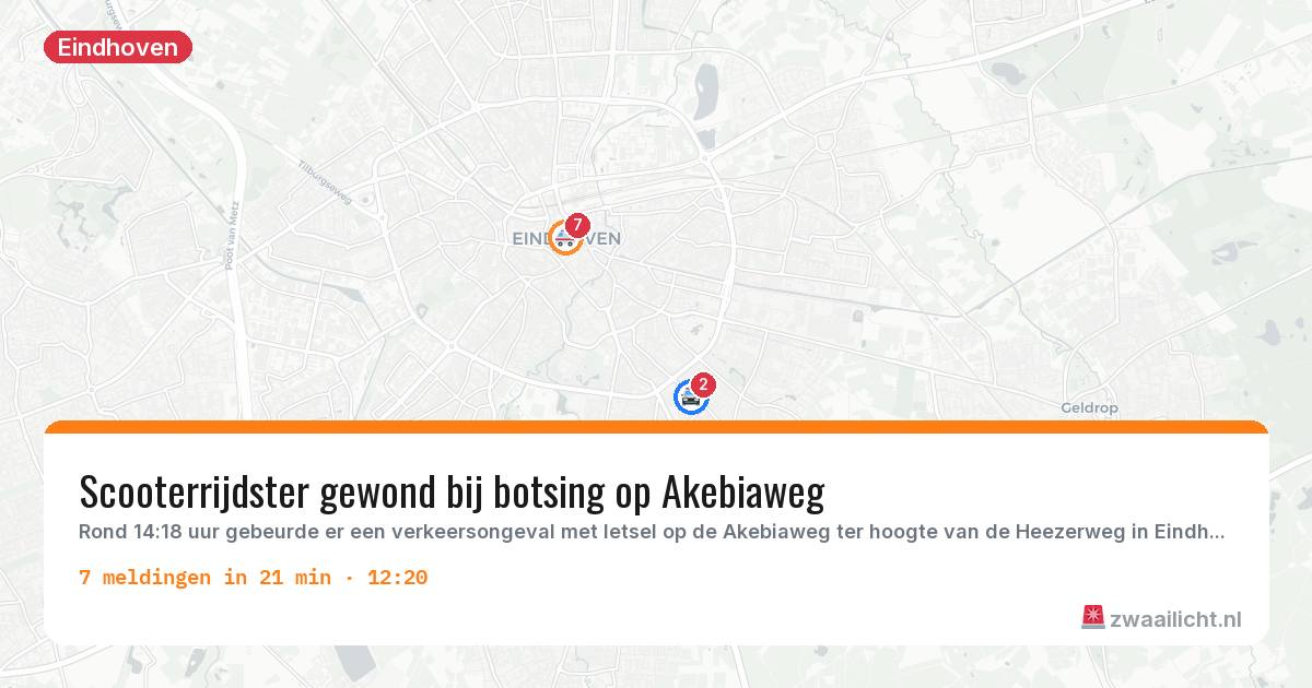 Kaart van de activiteitspiek bij Eindhoven