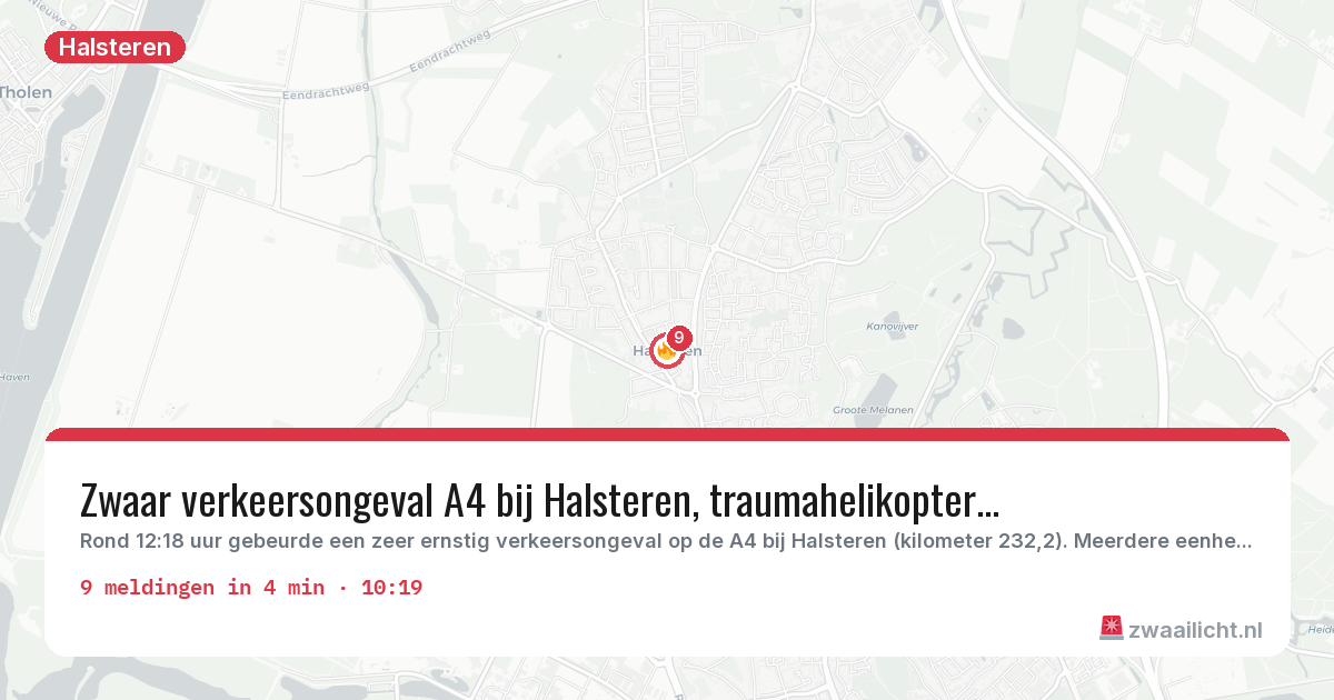 Kaart van de activiteitspiek bij Halsteren