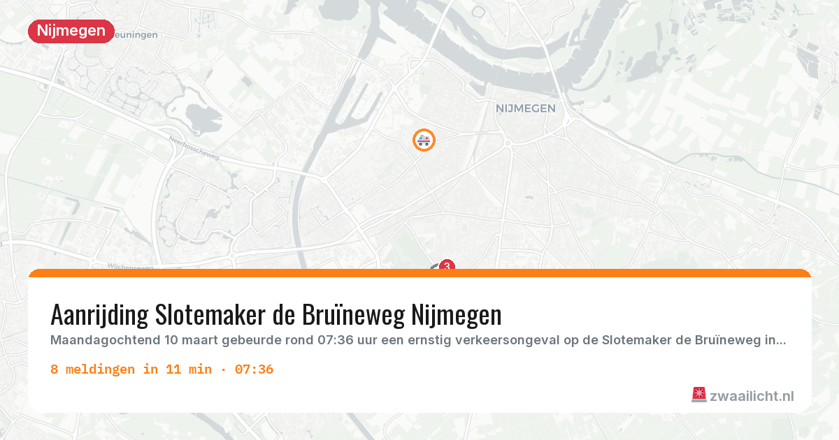Kaart van de activiteitspiek bij Nijmegen