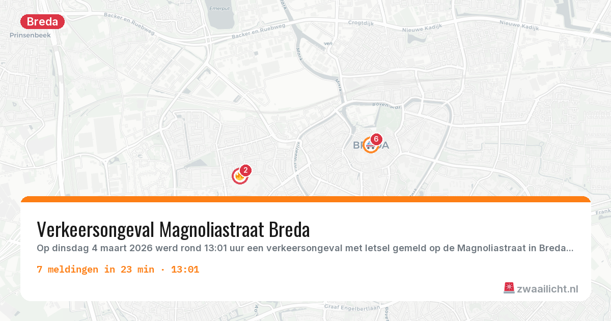Kaart van de activiteitspiek bij Breda