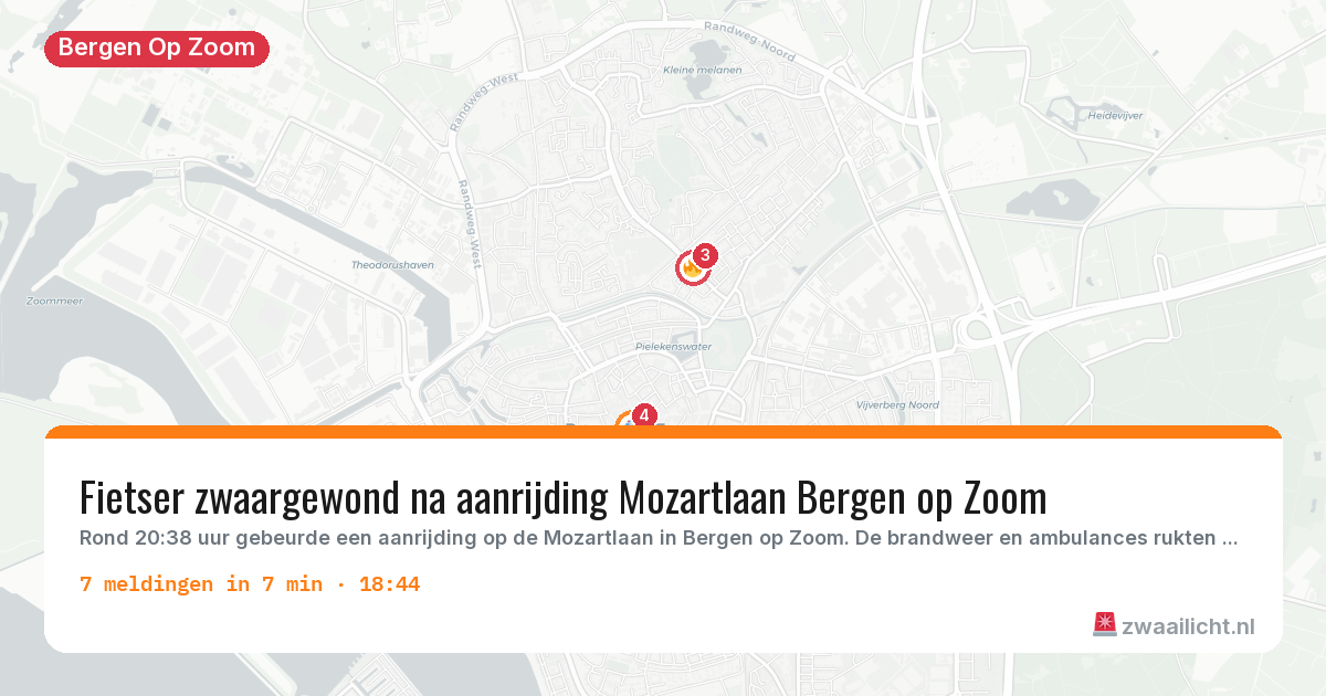 Kaart van de activiteitspiek bij Bergen Op Zoom