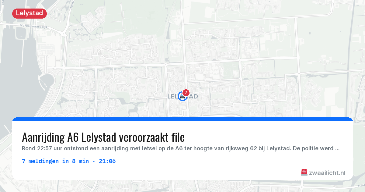 Kaart van de activiteitspiek bij Lelystad