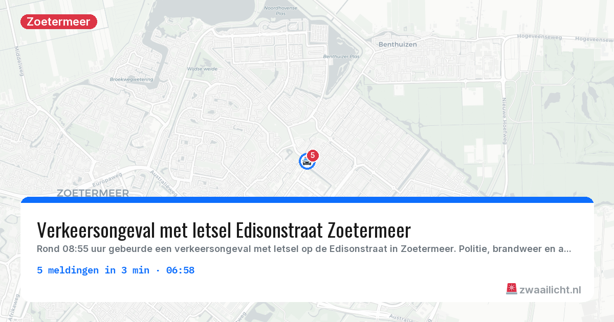 Kaart van de activiteitspiek bij Zoetermeer