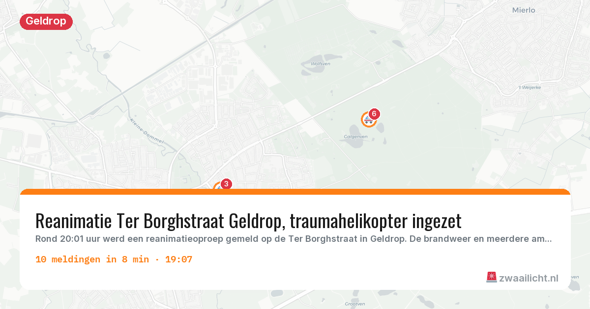 Kaart van de activiteitspiek bij Geldrop