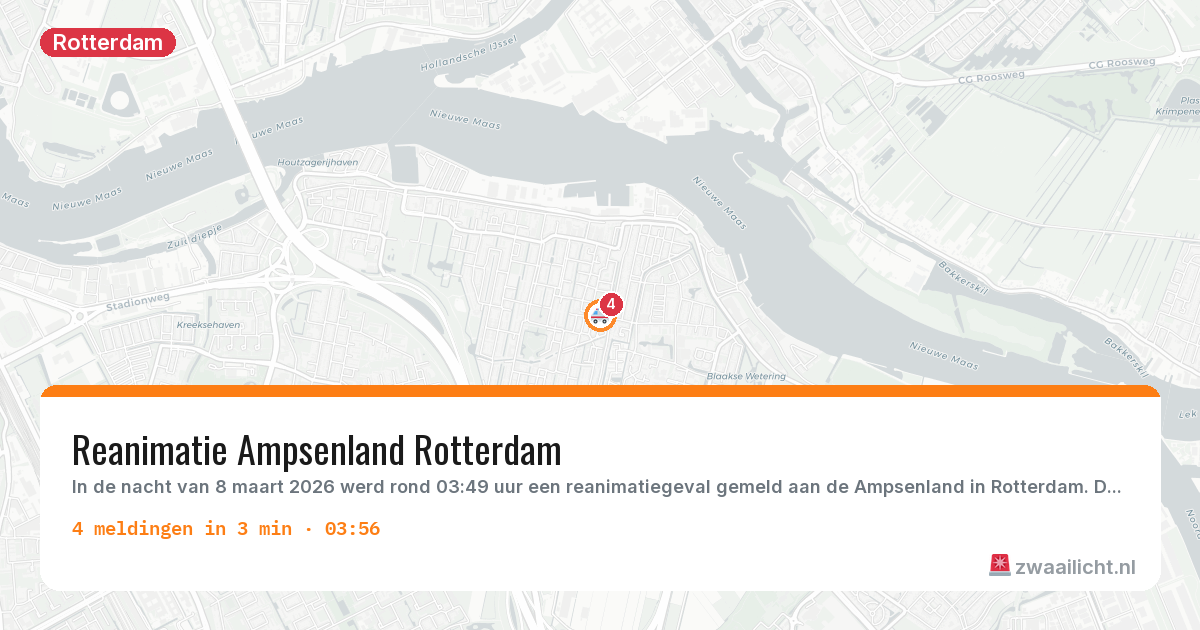 Kaart van de activiteitspiek bij Rotterdam