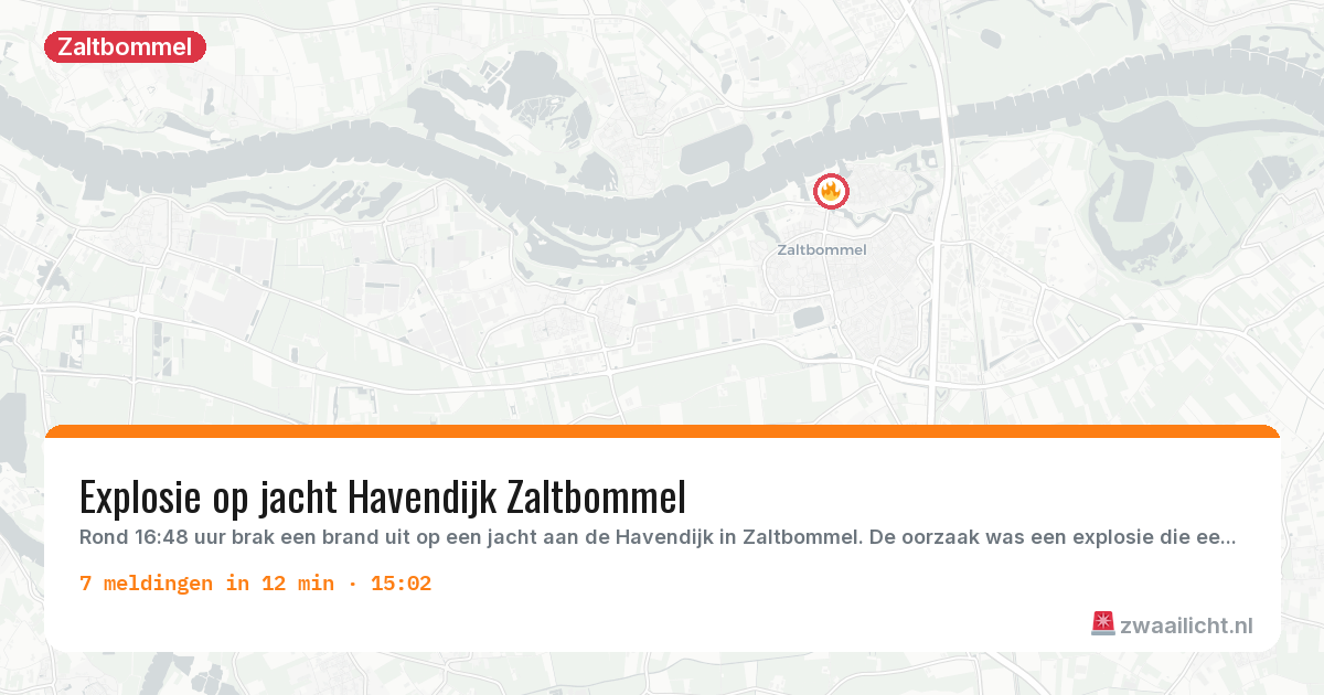 Kaart van de activiteitspiek bij Zaltbommel