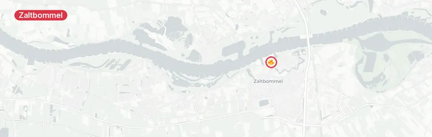 Kaart van Explosie op jacht Havendijk Zaltbommel