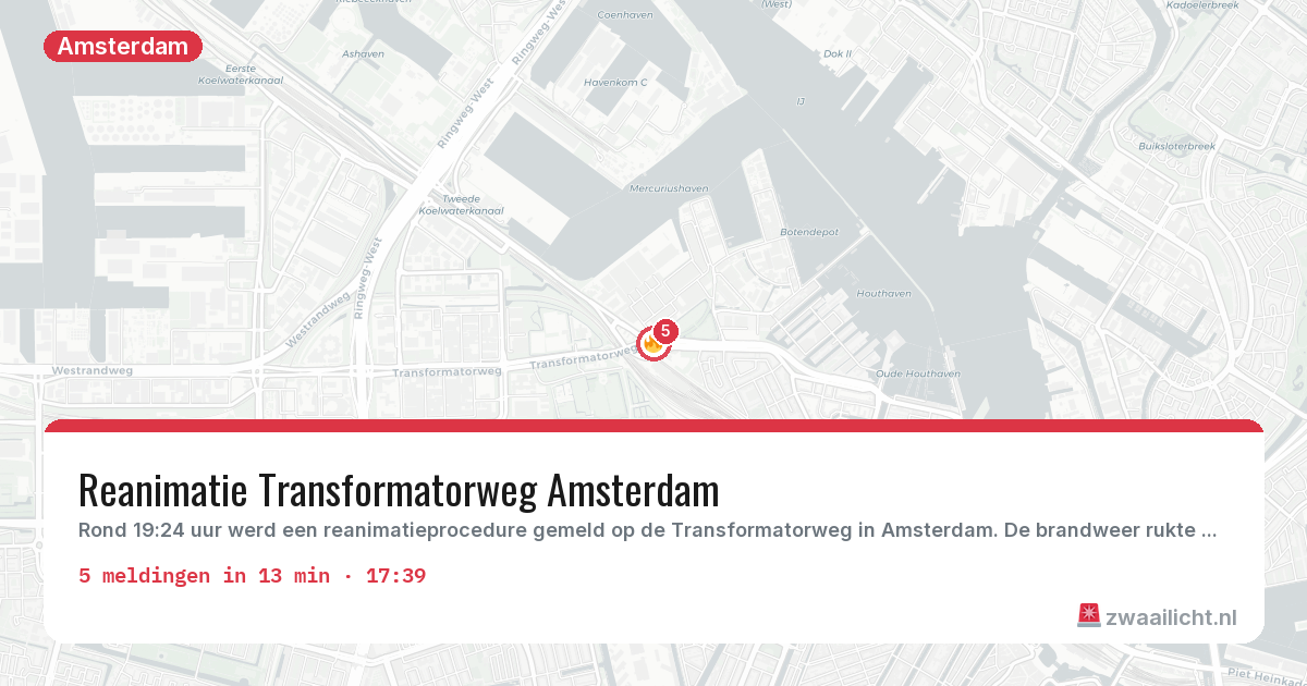 Kaart van de activiteitspiek bij Amsterdam