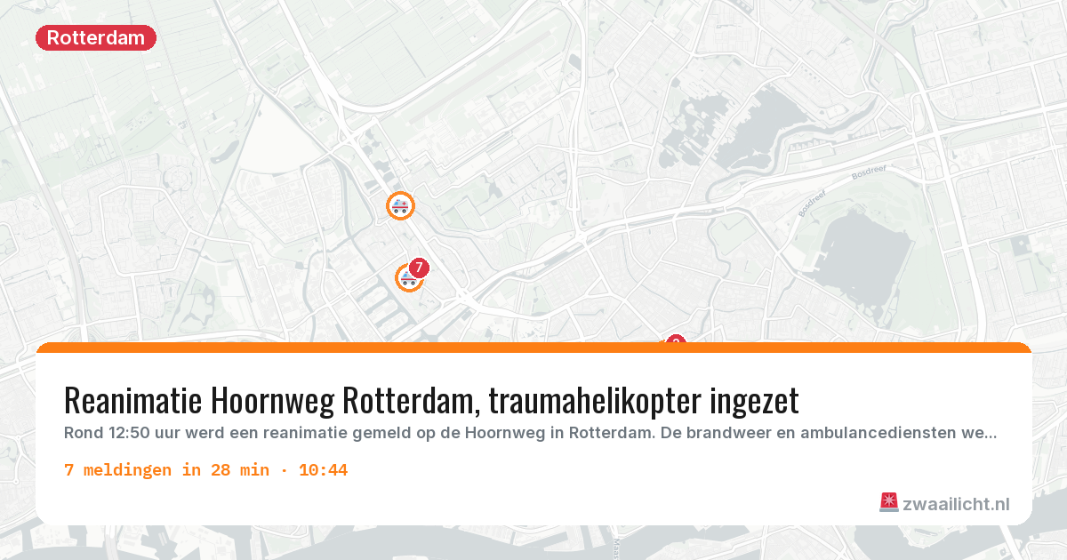 Kaart van de activiteitspiek bij Rotterdam