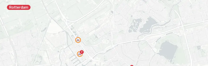 Kaart van Reanimatie Hoornweg Rotterdam, traumahelikopter ingezet