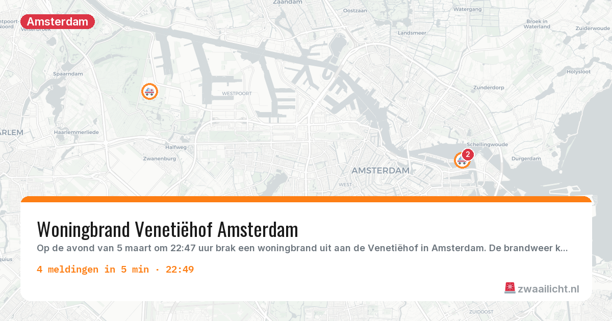 Kaart van de activiteitspiek bij Amsterdam