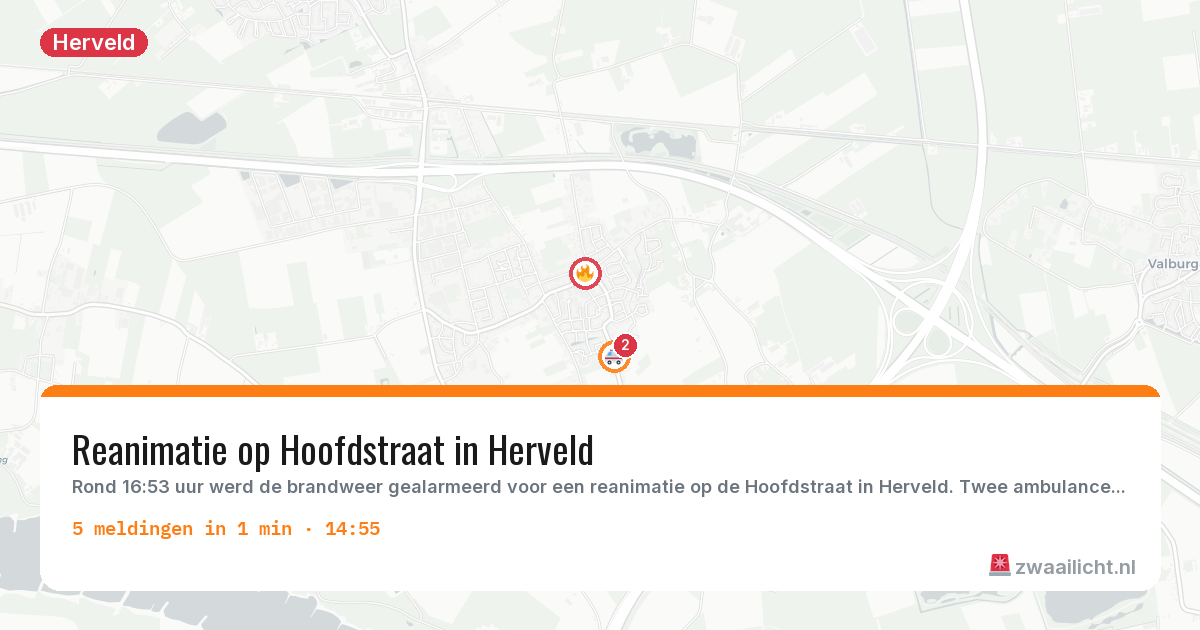 Kaart van de activiteitspiek bij Herveld